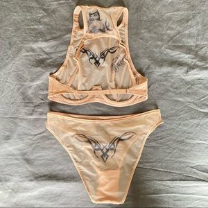 Tattooed Tricot High-Neck / High-Leg Set